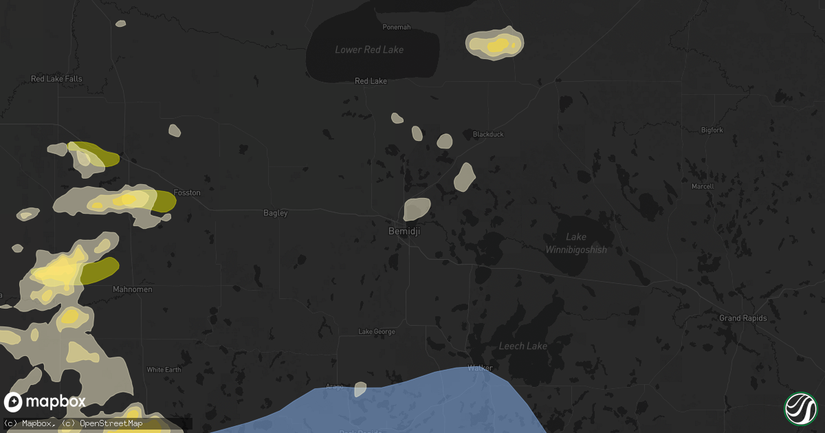 Hail map in Bemidji, MN on July 6, 2026
