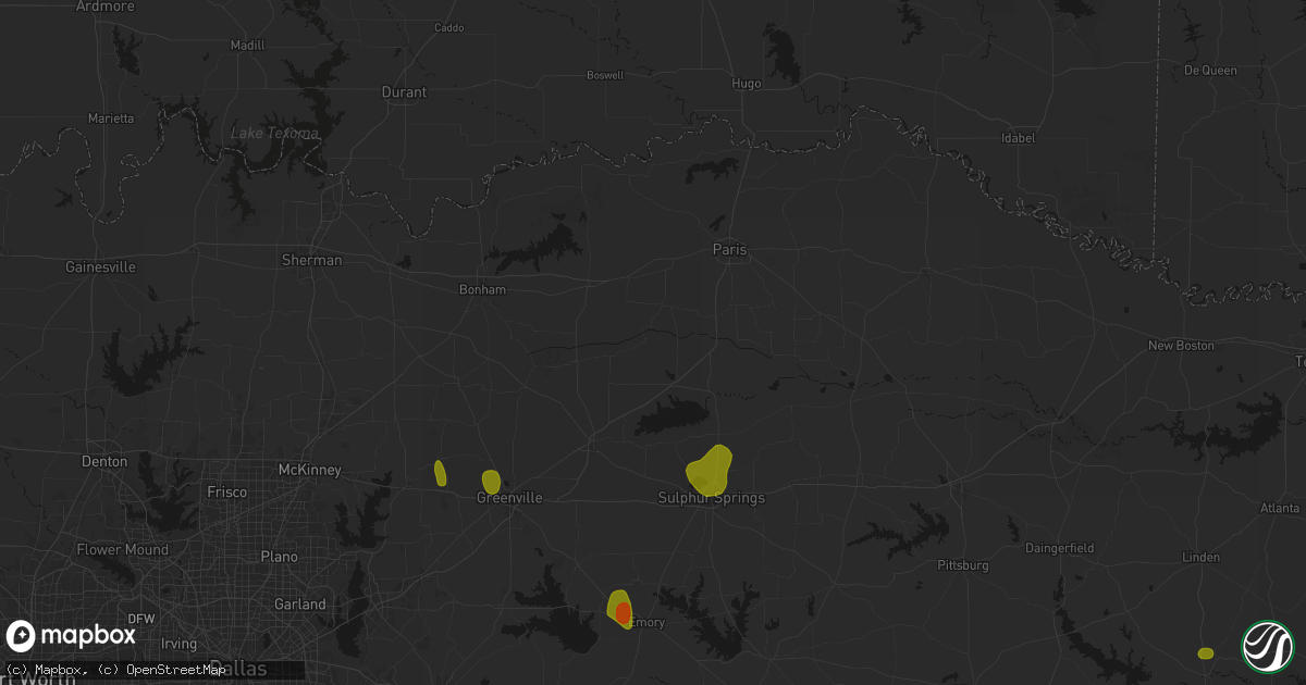 Hail map in Ben Franklin, TX on July 6, 2026