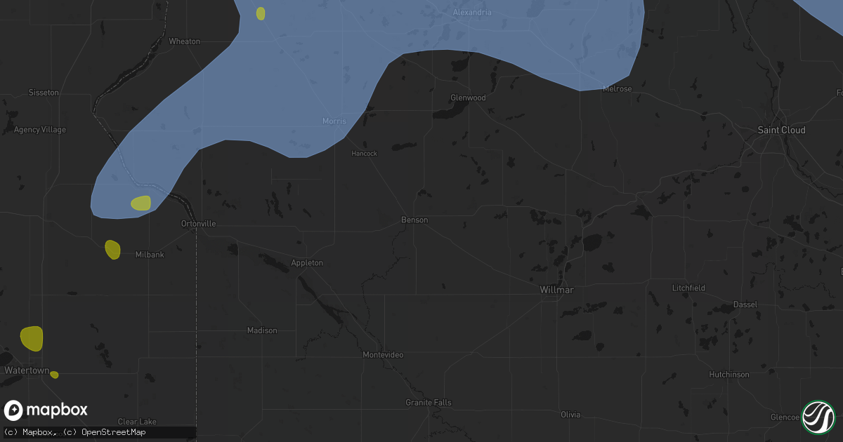 Hail map in Benson, MN on July 6, 2026