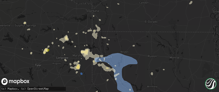 Hail map in Benton, LA on July 6, 2026