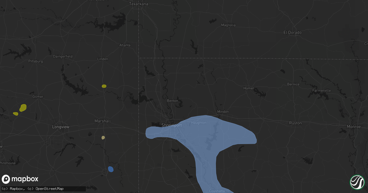 Hail map in Benton, LA on July 6, 2026