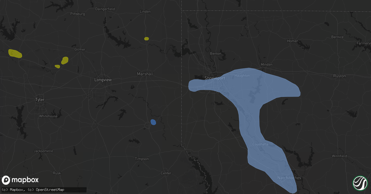 Hail map in Bethany, LA on July 6, 2026