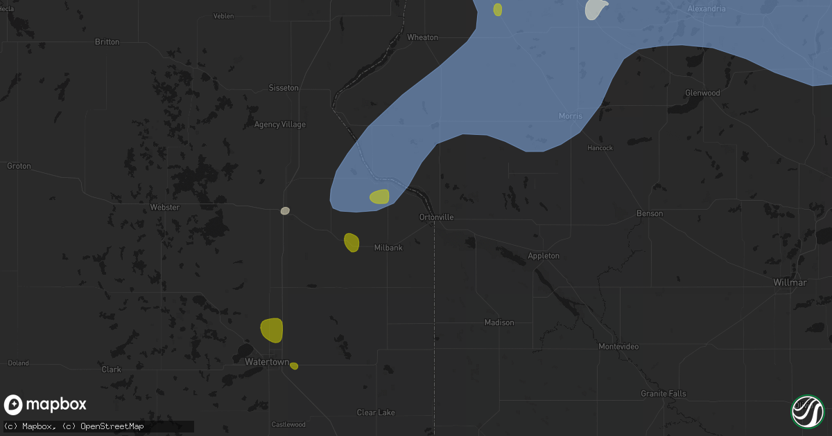 Hail map in Big Stone City, SD on July 6, 2026