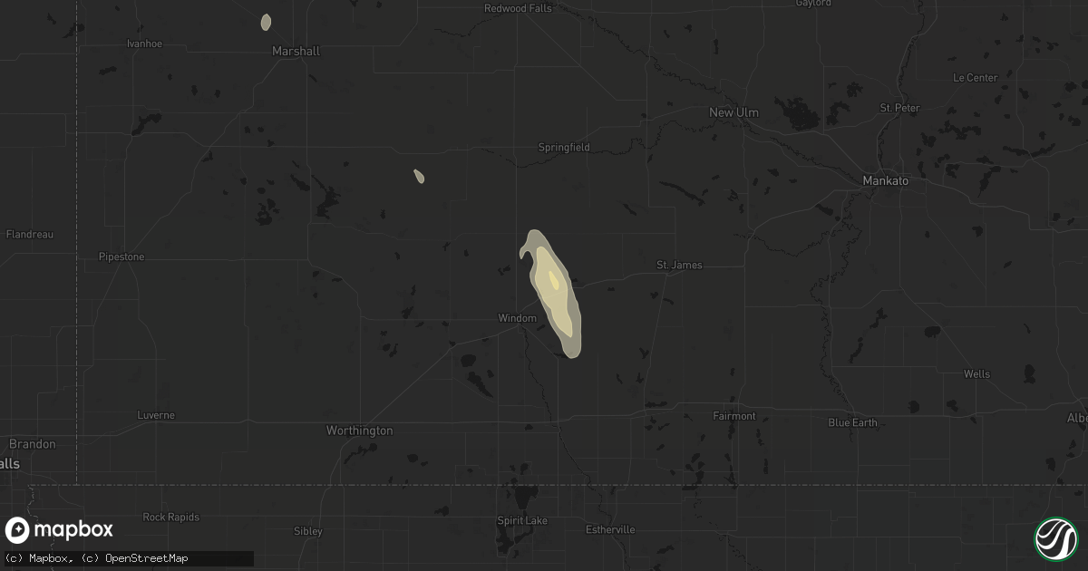 Hail map in Bingham Lake, MN on July 6, 2026