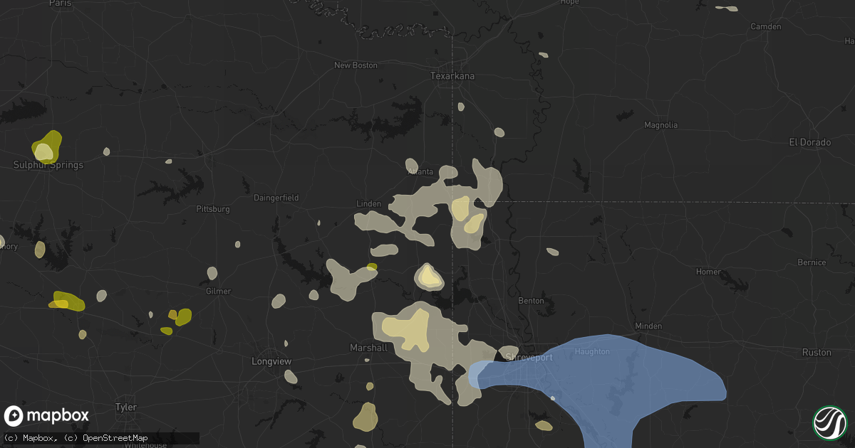 Hail map in Bivins, TX on July 6, 2026