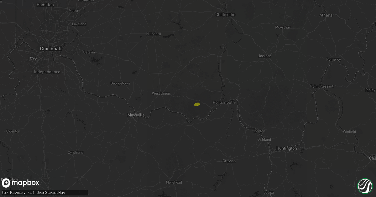 Hail map in Blue Creek, OH on July 6, 2026