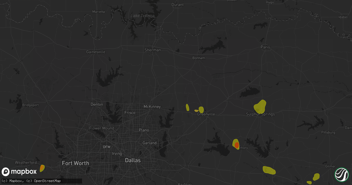 Hail map in Blue Ridge, TX on July 6, 2026