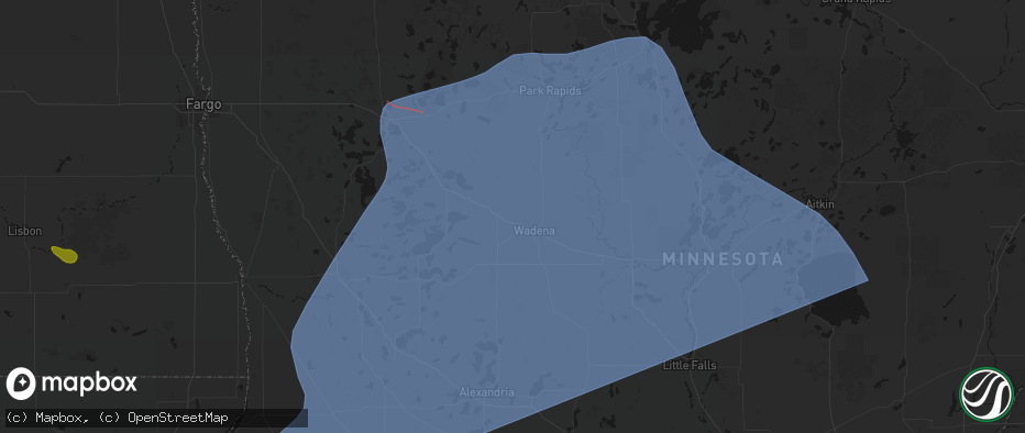 Hail map in Bluffton, MN on July 6, 2026