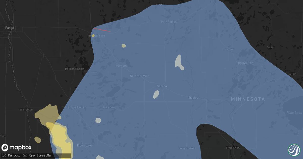 Hail map in Bluffton, MN on July 6, 2026