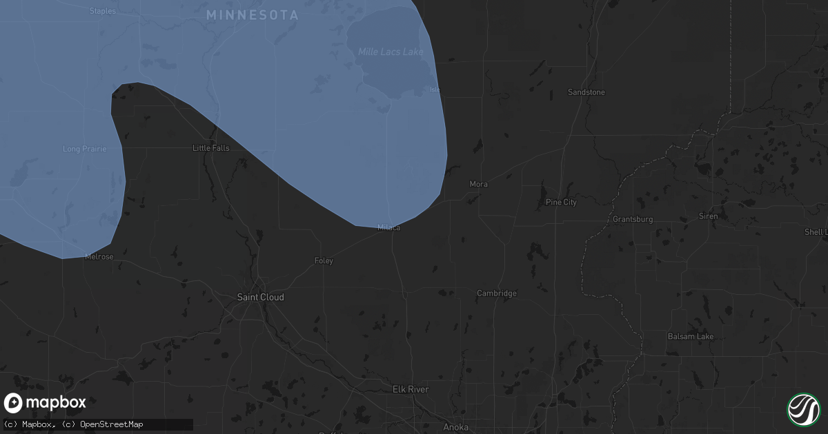 Hail map in Bock, MN on July 6, 2026