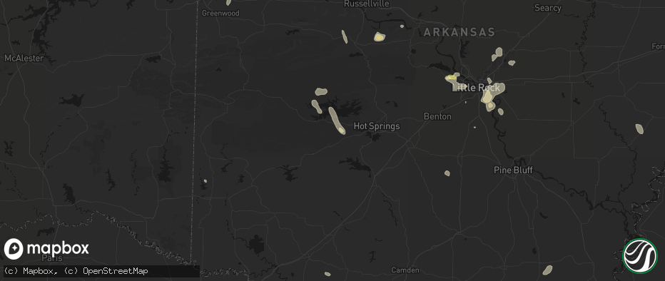 Hail map in Bonnerdale, AR on July 6, 2026