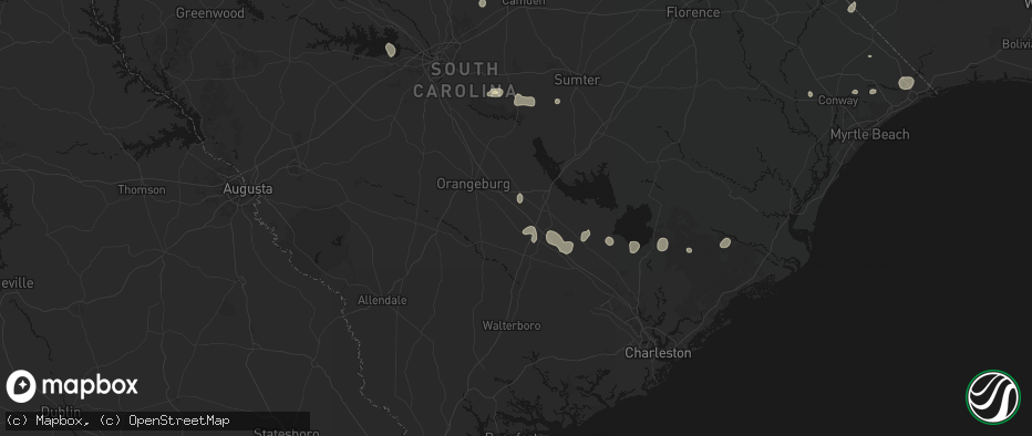 Hail map in Bowman, SC on July 6, 2026
