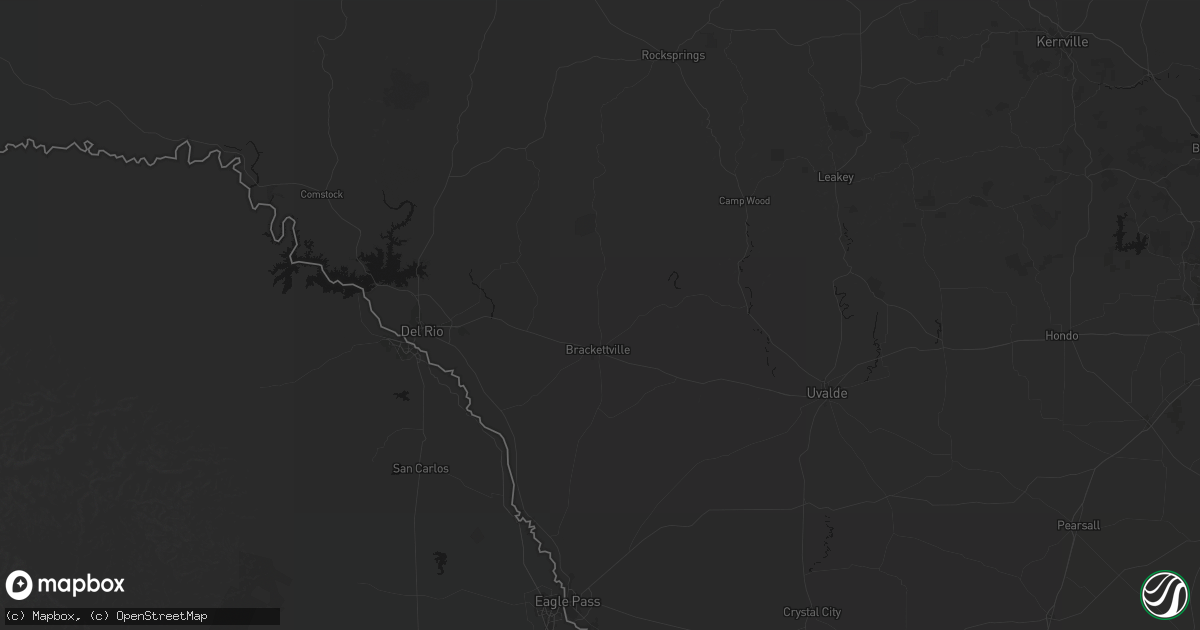 Hail map in Brackettville, TX on July 6, 2026