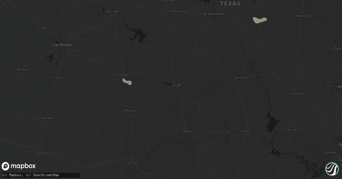 Hail map in Brady, TX on July 6, 2026