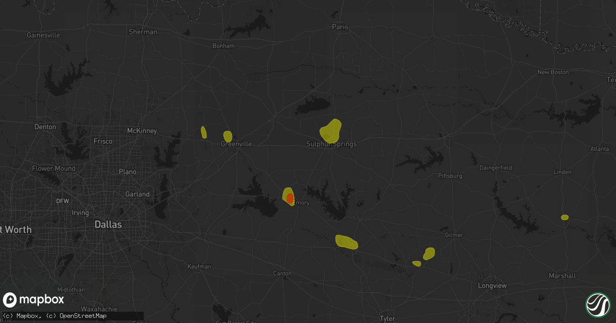 Hail map in Brashear, TX on July 6, 2026