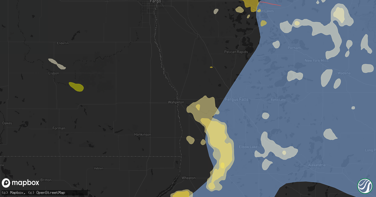 Hail map in Breckenridge, MN on July 6, 2026