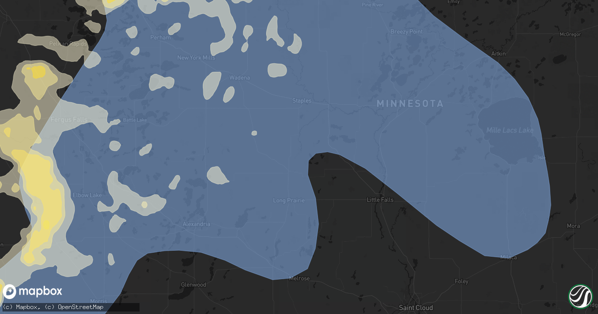 Hail map in Browerville, MN on July 6, 2026