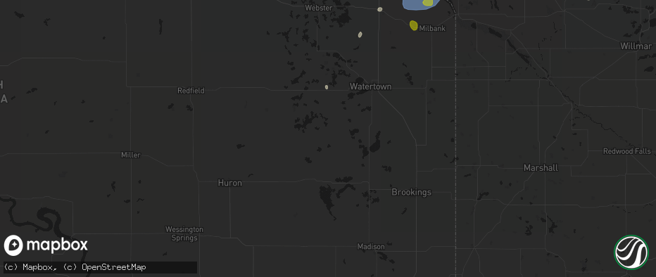 Hail map in Bryant, SD on July 6, 2026