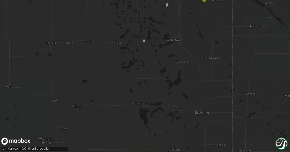 Hail map in Bryant, SD on July 6, 2026
