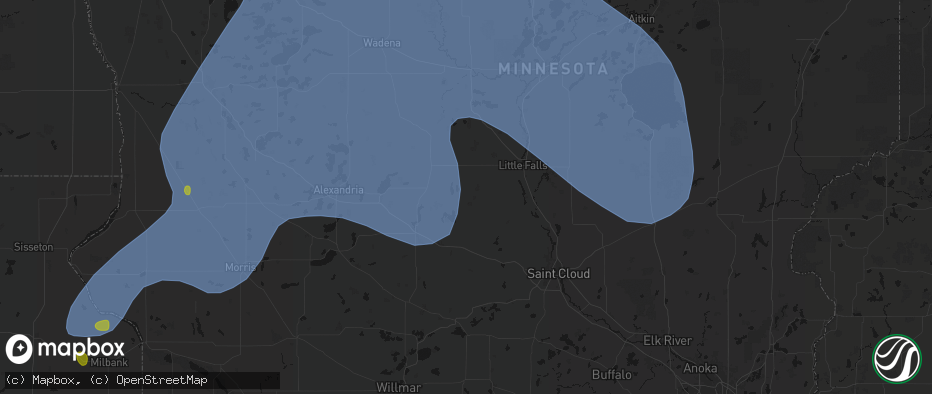 Hail map in Burtrum, MN on July 6, 2026