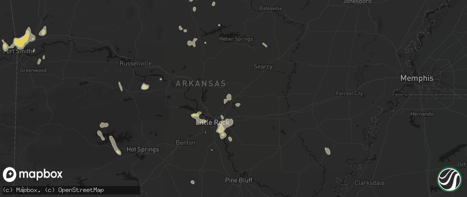 Hail map in Cabot, AR on July 6, 2026