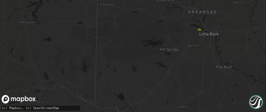 Hail map in Caddo Gap, AR on July 6, 2026