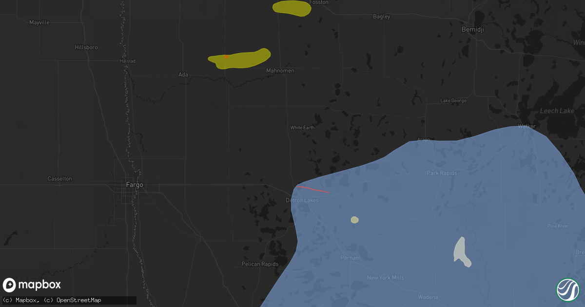 Hail map in Callaway, MN on July 6, 2026