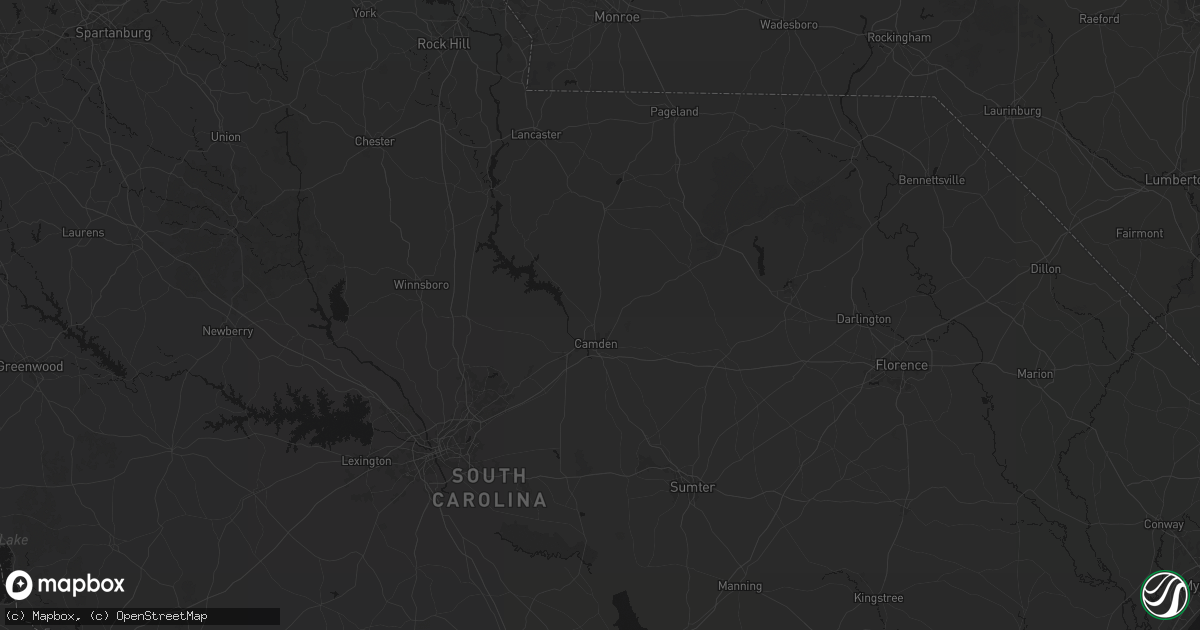 Hail map in Camden, SC on July 6, 2026
