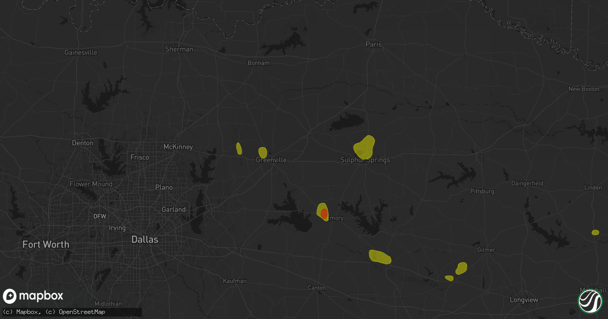 Hail map in Campbell, TX on July 6, 2026
