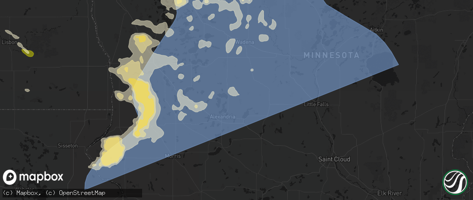 Hail map in Carlos, MN on July 6, 2026