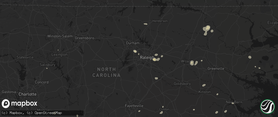 Hail map in Cary, NC on July 6, 2026