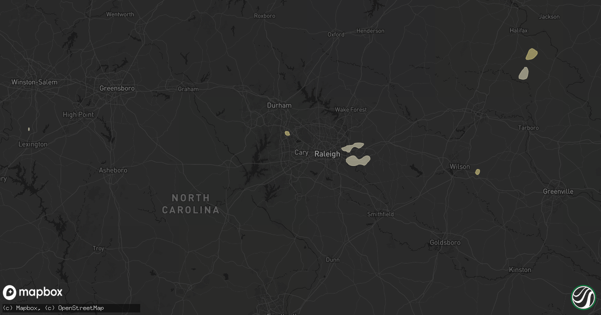 Hail map in Cary, NC on July 6, 2026
