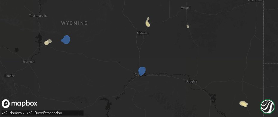 Hail map in Casper, WY on July 6, 2026