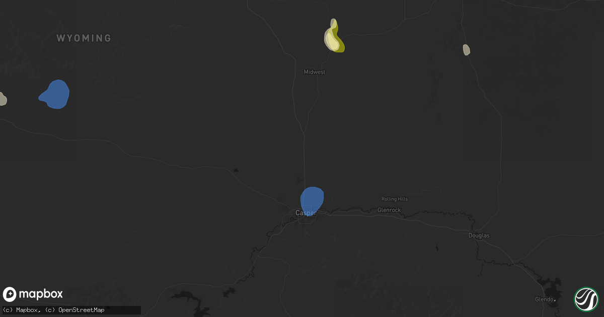 Hail map in Casper, WY on July 6, 2026