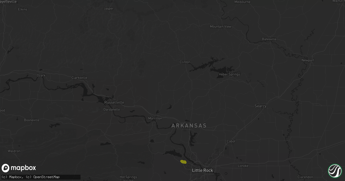 Hail map in Center Ridge, AR on July 6, 2026