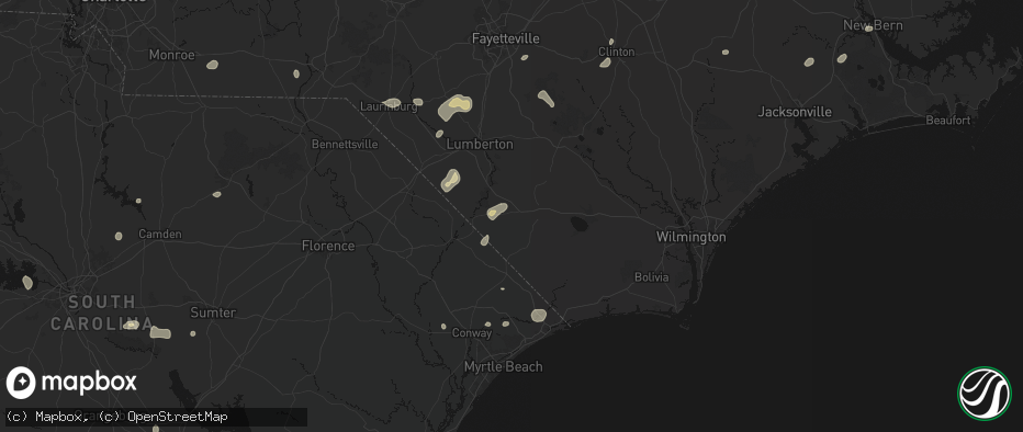 Hail map in Chadbourn, NC on July 6, 2026