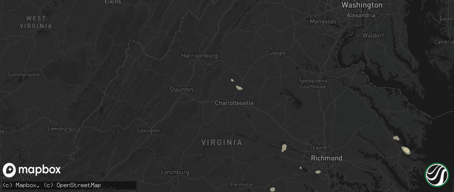 Hail map in Charlottesville, VA on July 6, 2026