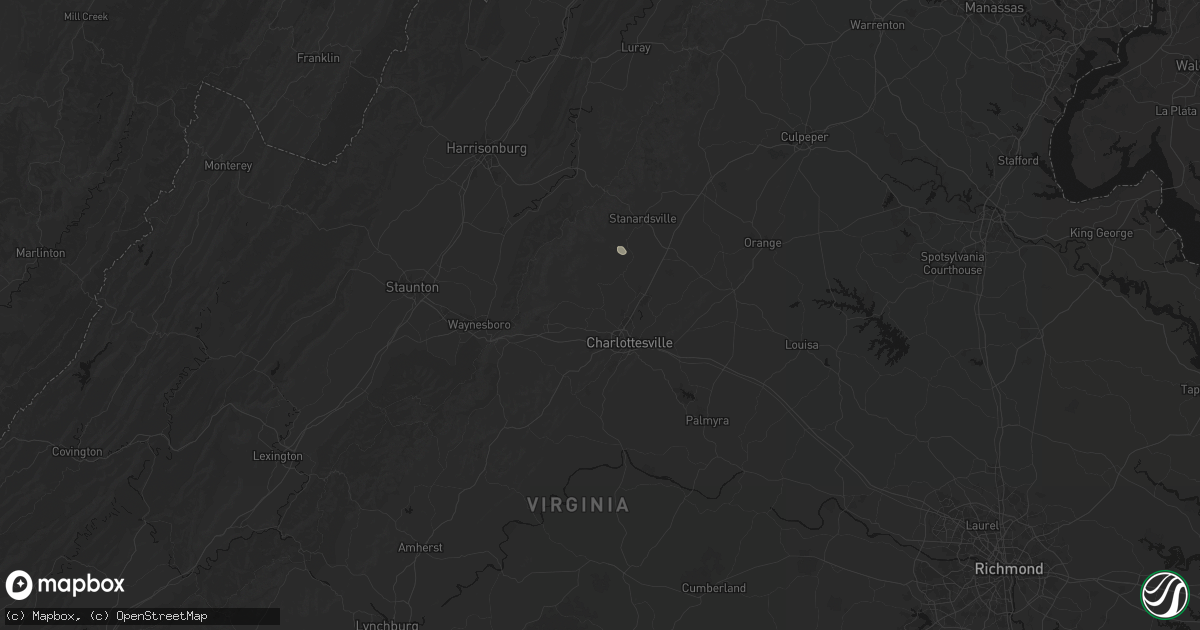 Hail map in Charlottesville, VA on July 6, 2026