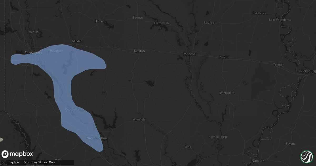 Hail map in Chatham, LA on July 6, 2026