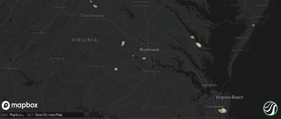 Hail map in Chesterfield, VA on July 6, 2026