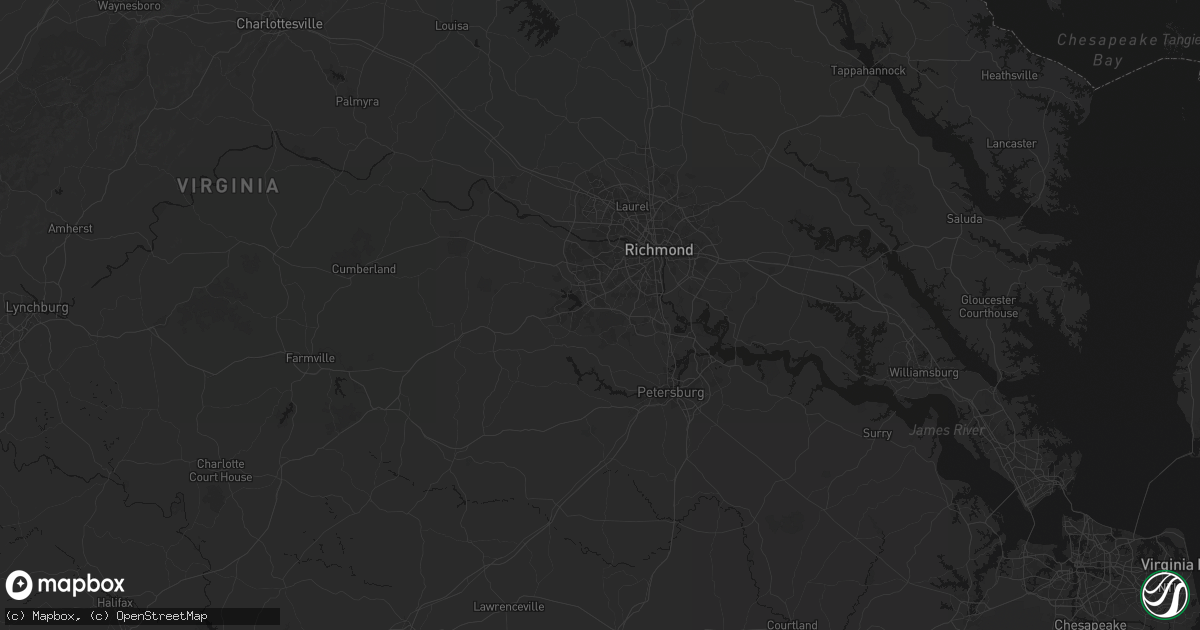 Hail map in Chesterfield, VA on July 6, 2026