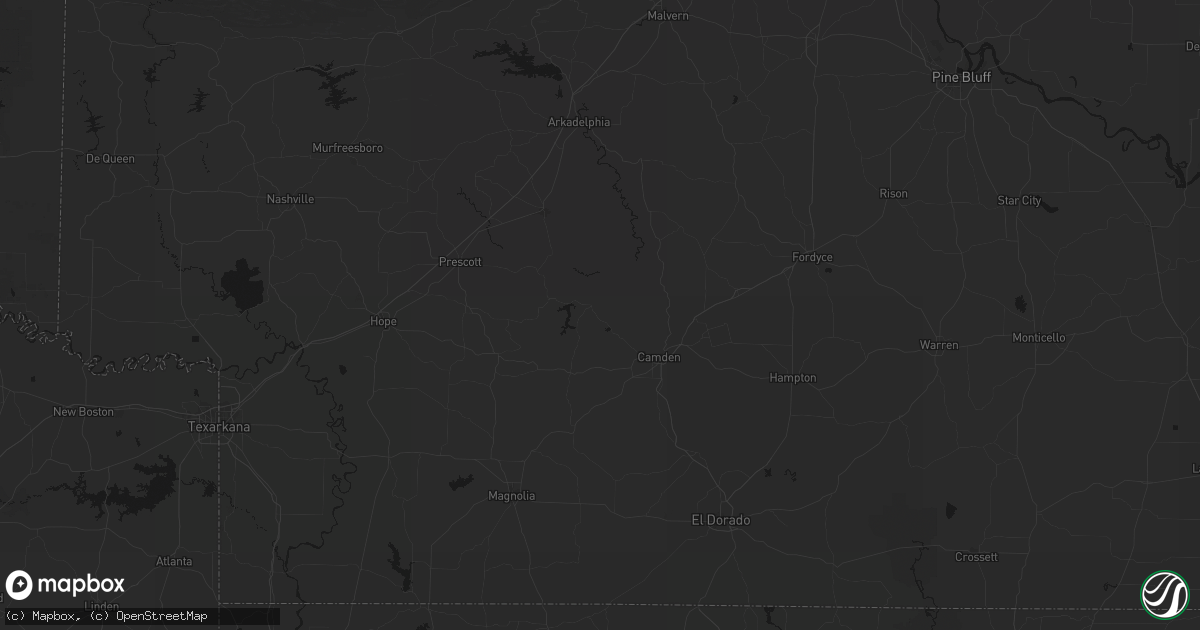 Hail map in Chidester, AR on July 6, 2026