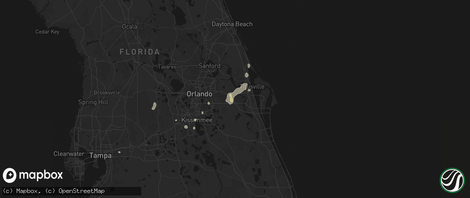 Hail map in Christmas, FL on July 6, 2026