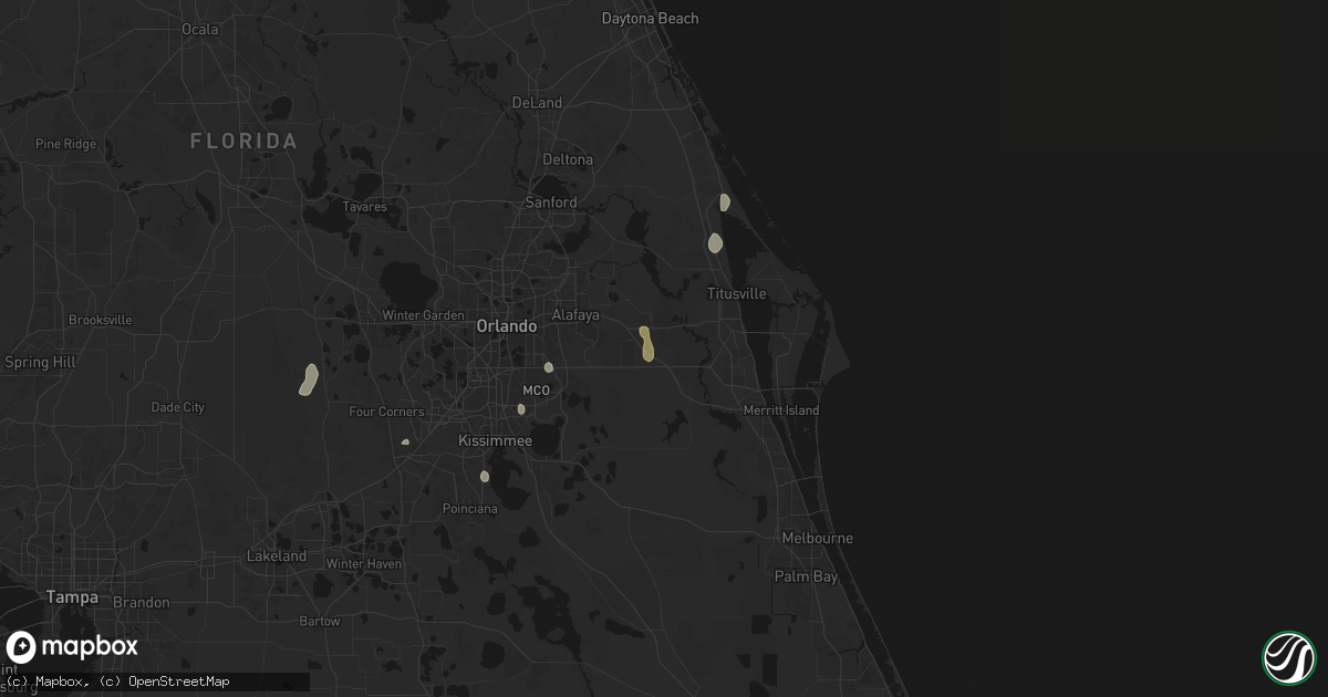 Hail map in Christmas, FL on July 6, 2026