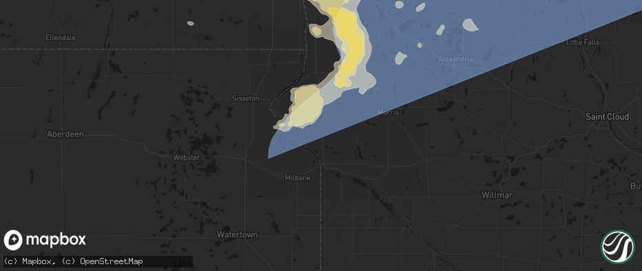 Hail map in Clinton, MN on July 6, 2026