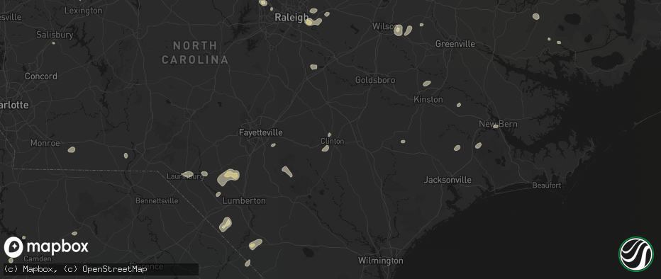 Hail map in Clinton, NC on July 6, 2026