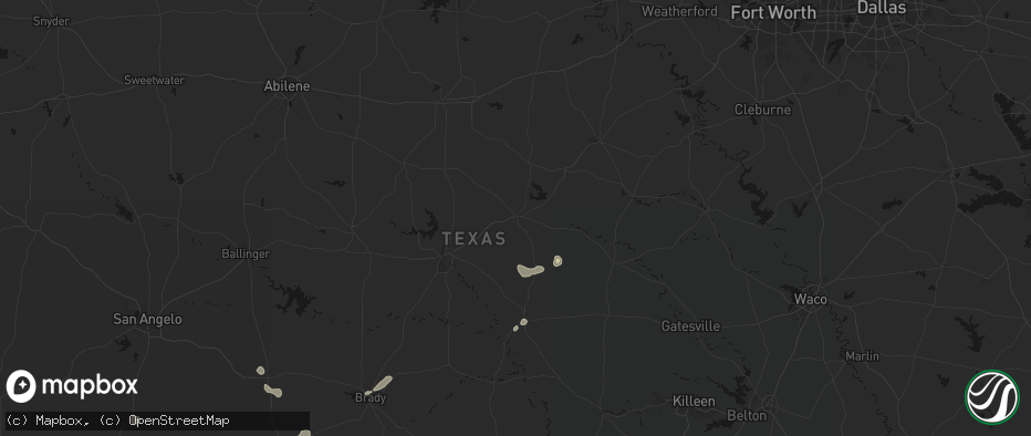 Hail map in Comanche, TX on July 6, 2026