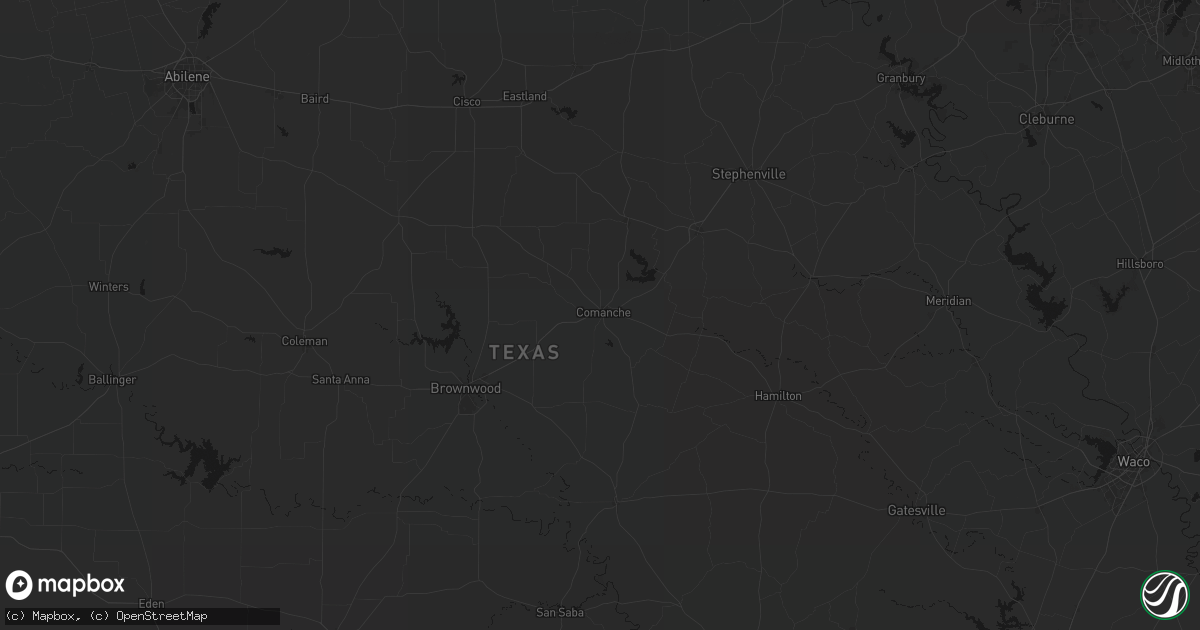 Hail map in Comanche, TX on July 6, 2026