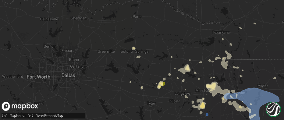 Hail map in Como, TX on July 6, 2026