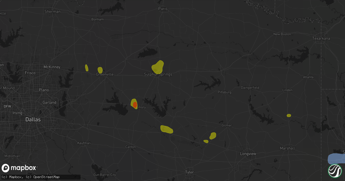 Hail map in Como, TX on July 6, 2026